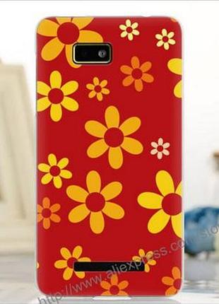 Силиконовый чехол накладка для htc desire 400 / one su t528w с картинкой цветочки