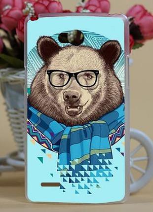 Силиконовый чехол бампер для lg l80 d380 с принтом медведь