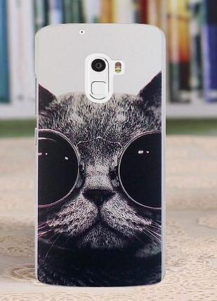 Оригинальный чехол панель накладка для lenovo a7010 / vibe x3 lite с картинкой кот в черных очках