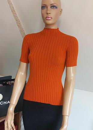 Sezane! оригінал! шикарна водолазка кофтинка з коротким рукавом в рубчик