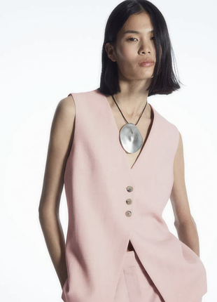 Жилетка cos льняна рожева longline linen-blend vest