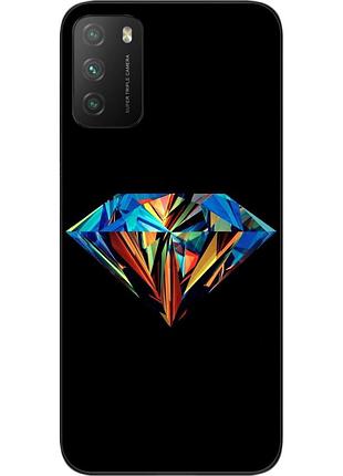 Силиконовый чехол бампер для xiaomi poco m3 с картинкой бриллиант