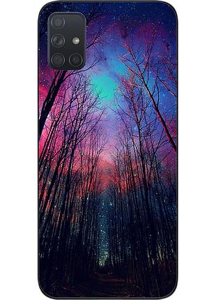 Чохол силіконовий для samsung a71 galaxy a715f з картинкою ліс космічне небо
