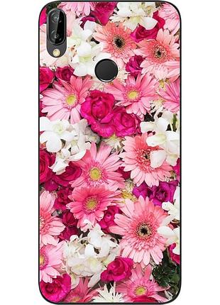 Чехол силиконовый для huawei p20 lite с картинкой цветы