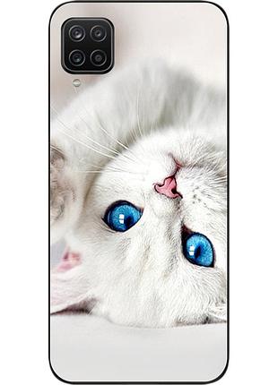 Оригинальный чехол для samsung a12 galaxy a125f с картинкой белый котик