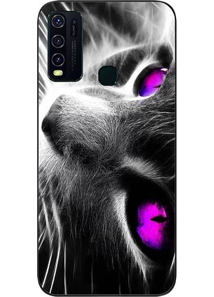 Силіконовий чохол для vivo y30 з картинкою красивий кіт