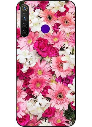 Силиконовый чехол бампер для realme q с картинкой нежные цветы