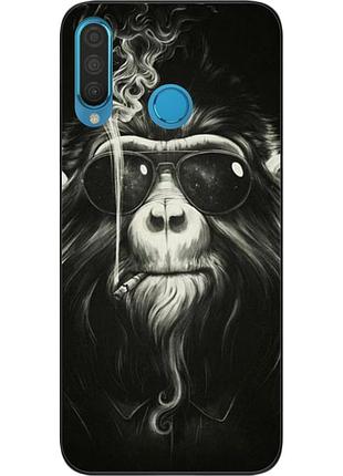 Силіконовий чохол для huawei p30 lite з картинкою мавпа в окулярах