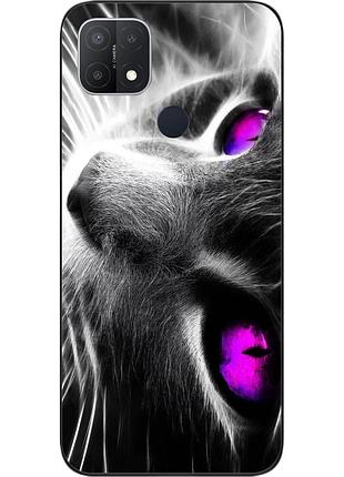 Силиконовый чехол для oppo a15 с картинкой красивый кот