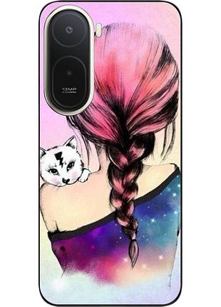 Силиконовый чехол epik для xiaomi redmi a7 pro с принтом девушка с котенком