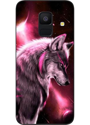 Силиконовый чехол для samsung a6 2018 galaxy a600f с картинкой волк