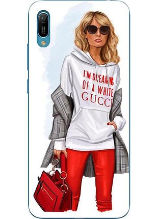 Бампер силиконовый чехол для huawei y6 2019 с картинкой стильная девушка