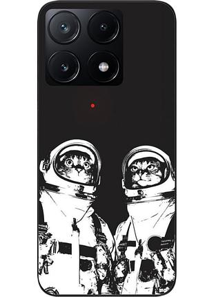 Силиконовый чехол бампер epik для xiaomi poco x6 pro 5g с картинкой космонавты коты