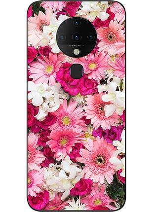 Силиконовый чехол бампер для tecno spark 6 с картинкой нежные цветы