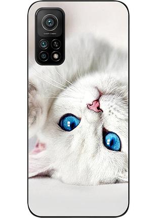 Оригинальный чехол для xiaomi mi 10t с картинкой белый кот