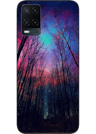 Чехол силиконовый для oppo a54 с картинкой лес космическое небо