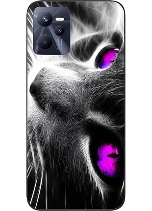 Силиконовый чехол для realme c35 с картинкой красивый кот