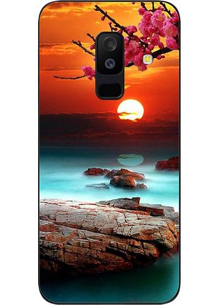 Силиконовый чехол для samsung a6 plus 2018 galaxy a605f с картинкой красивый закат