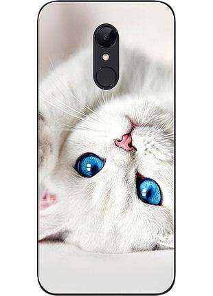 Чехол силиконовый для xiaomi redmi 5 с картинкой белый котик