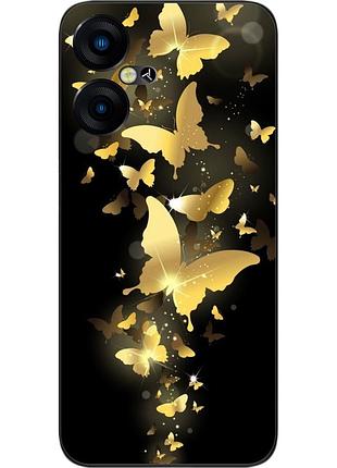 Силиконовый чехол epik для tecno pova neo 3 (lh6n) с картинкой золотые бабочки
