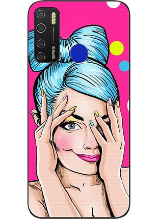 Силиконовый чехол для tecno spark 5 pro с картинкой девушка поп арт