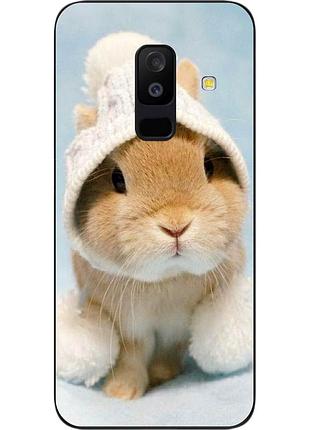 Силиконовый чехол бампер для samsung a6 plus 2018 galaxy a605f с картинкой зайка