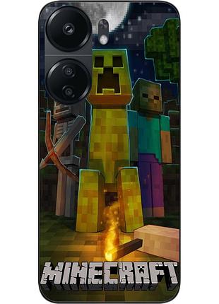 Силиконовый чехол epik для xiaomi poco c65 с картинкой майнкрафт крипер и друзья