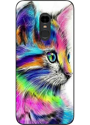 Силіконовий чохол бампер для xiaomi redmi note 4x з картинкою різнобарвний котик