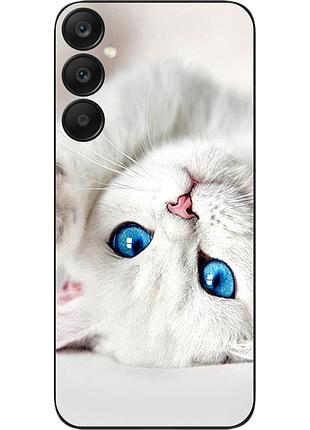 Силиконовый чехол epik для samsung a25 5g galaxy a256b с картинкой белый котик