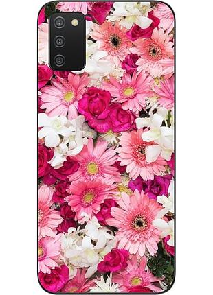 Силиконовый чехол бампер для samsung a03s galaxy a037 с картинкой нежные цветы