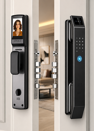 Умный дверной замок lock97 с 3d face id, отпечатком пальца, камерой, wi-fi и мобильным приложением