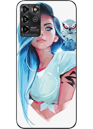 Силіконовий чохол для zte blade v30 vita з картинкою дівчина з совою