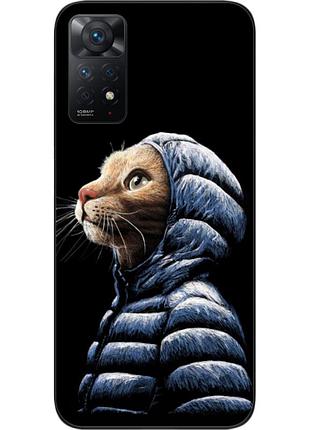 Бампер силиконовый чехол для xiaomi redmi note 11 pro с картинкой кот в куртке