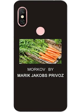 Антибрендовый силиконовый чехол для xiaomi redmi note 6 pro с картинкой morkov privoz
