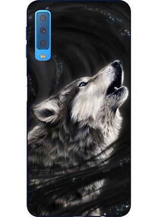 Бампер силиконовый чехол для samsung a750f galaxy a7 2018 с картинкой воющий волк