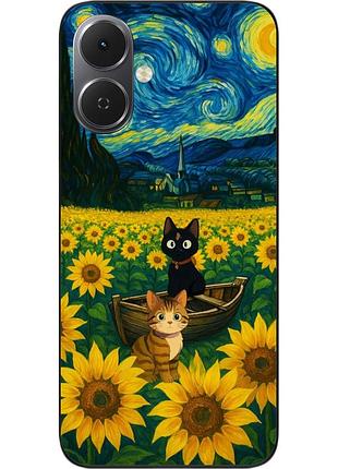 Чохол силіконовий epik для tecno spark go 2 (km4) з зображенням коти під зірковою ніччю