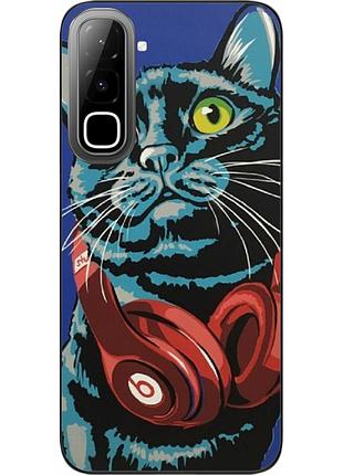 Силиконовый чехол epik для infinix hot 70 (x6895) с принтом кот с наушниками