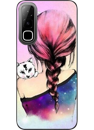 Силиконовый чехол epik для infinix hot 70 (x6895) с принтом девушка с котенком