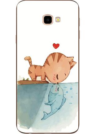 Бампер оригінальний чохол з принтом для samsung galaxy j4 plus 2018 поцілунок кота