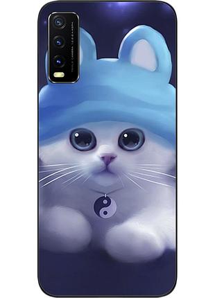 Бампер силіконовий чохол для vivo v20 з картинкою котик