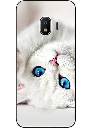 Чохол силіконовий для samsung j2 2018 galaxy j250 з картинкою білий котик