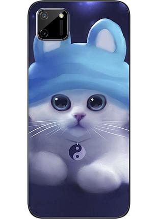 Бампер силиконовый чехол для realme c11 с картинкой котик