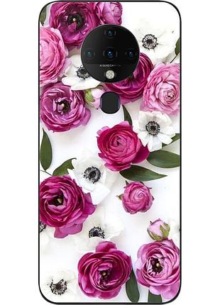 Силіконовий чохол бампер для tecno spark 6 з картинкою квіти