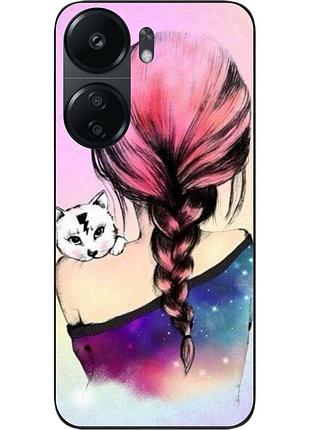 Силиконовый чехол epik для xiaomi poco c65 с картинкой девушка с котенком