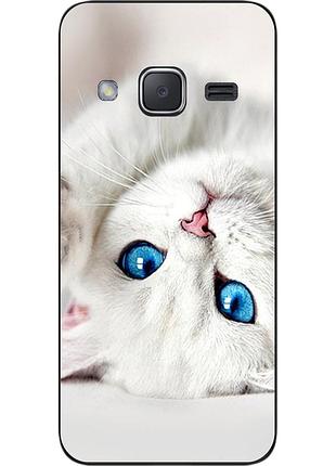 Чохол силіконовий для samsung galaxy j2 j200 з картинкою білий котик