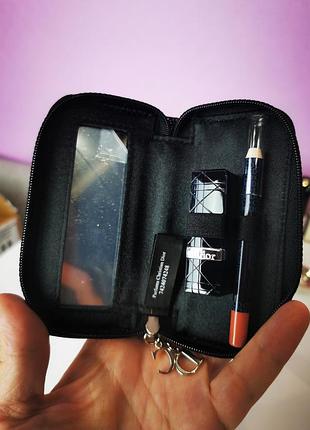 ​✨ рідкісний тревел-сет dior: міні-помада + олівець + б'юті-кейс ✨ travel set dior rouge