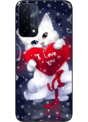 Силіконовий чохол epik для oppo a74 5g з картинкою котик із серцем