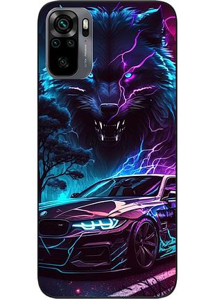 Силіконовий чохол бампер epik для xiaomi redmi note 10s з картинкою машина та вовк