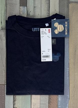 Футболка uniqlo ut disney mickey blue, синя, розмір s, нова