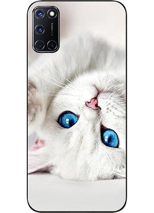 Оригінальний чохол для oppo a72 з картинкою білий кіт
